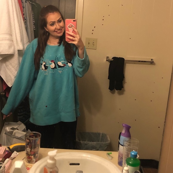 Penguin fleece pullover sweater plus size - Picture 3 of 4